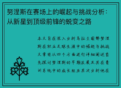 努涅斯在赛场上的崛起与挑战分析：从新星到顶级前锋的蜕变之路